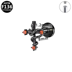 Boucles d'oreilles en forme de cœur et de serpent en alliage de titane avec incrustation de zircon pour piercing des lèvres ASTM F136 - Product Image 4