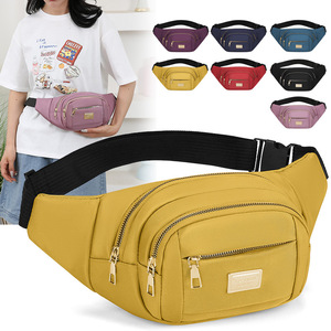 Bolsa de Cintura Unisex Moderna para Teléfono, Tela Oxford, Bolsillo con Cremallera, Correa Ajustable, Primavera 2025, Color Morado Taro - Product Image 2