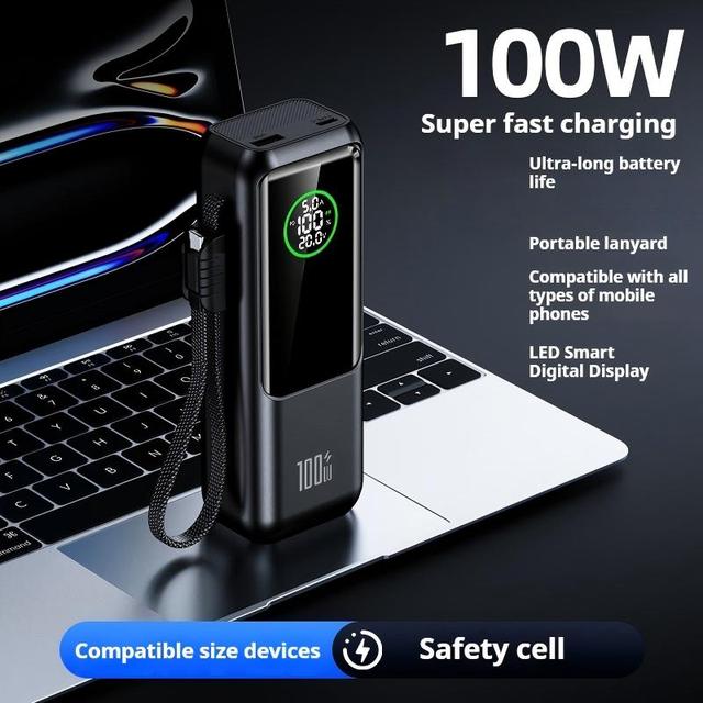 100W High Power Built-in Double USB High Capacity Portable Laptop Power Bank PD QC Fast Charge LED Display Custom Logo