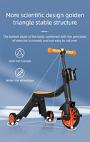 Istaride Trottinette Enfant Pliable 3-en-1 Populaire avec Cadre en Acier, Roues en PU, Siège Inclus, Fonctionnalités de Tricycle et Vélo d'Équilibre