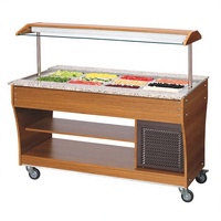Réfrigérateur commercial Saladette à refroidissement par air, avec plan de travail à fentes pour sauces et congélateur pour fruits