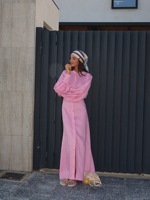 Robe longue décontractée et élégante pour femme, style chemise, à manches lanternes et col montant boutonné, idéale pour l'été – Vente en gros