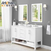 Kabinet Kamar Mandi LED yang Dirancang dengan Konstruksi Tahan Air dan Gaya Kabinet Kamar Mandi Kayu Oak Premium untuk Kamar Mandi Modern