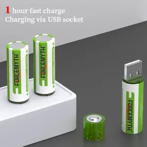 FORCEMYTH siklus hidup panjang 1200 waktu pengisian 1.5V AA 1500mWh baterai Lithium isi ulang Port USB baterai isi ulang