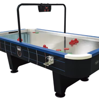 Table de hockey sur air de 8 pieds pour salle de jeux à domicile avec marqueur électronique, pieds réglables, surface ignifuge, certifiée CE, ventilateur