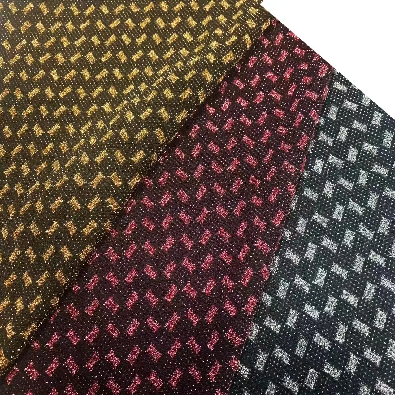 Popüler jakarlı klasik çok renkler poli lurex örgü spandex kumaş metalik jakarlı ürün No.LX2022A061