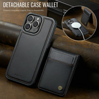 Funda Cartera Desmontable 2 en 1 CaseMe para 16 Pro Max, Magnética, de Cuero Sintético, Antigolpes, con Carga Inalámbrica y Ranuras para Tarjetas