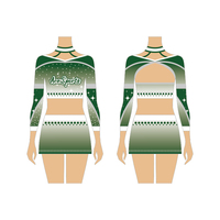 OEM Personnalisé Performance Mystique Manches Longues Femme Cheerleading Uniformes Respirant Maille Tissu Cheer Dance Costumes