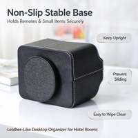 Porte-télécommande en cuir PU avec logo personnalisé |   360 °   Boîte de rangement de bureau multi-compartiments à base rotative pour hôtel, salon