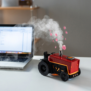 Difusor de Aroma Ultrasónico con Forma de Tren, Tanque de Agua de 200 ml, Humidificador de Mesa, Alimentado por USB, Diseño de Plástico Rojo - Product Image 1