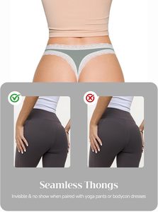 Tangas de encaje sexy para mujer, 90% algodón, sin costuras, de talle alto, sin visibilidad, <span class=keywords><strong>solo</strong></span> lavar a mano - Product Image 4