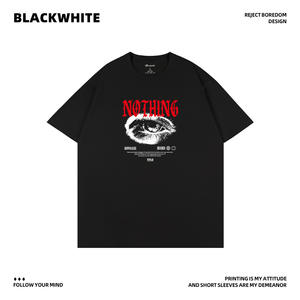 Nothing Eye Print T-shirt noir à manches courtes 100% coton respirant pour hommes Q130 - Product Image 2