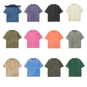 Camiseta HG8900 con Logotipo Personalizado, Camiseta de Algodón de Primera Calidad con Lavado Ácido, Camiseta Extra Grande de Estilo Retro con Lavado Mineral, Camiseta Vintage de Peso Pesado - Product Image 3