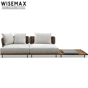Canapé de salon moderne pour hôtel commercial, chaise longue en corde tressée pour l'extérieur, canapé en aluminium avec coussin pour patio, ensemble de canapé d'extérieur moderne - Product Image 3