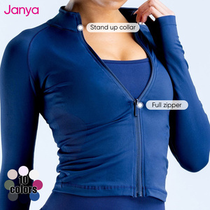 Janya Ultra-Soft Stand Collar Sports Coat Top Full Zipper Long Sleeve Gym Fitness <strong>Jacket</strong> Seamless <strong>Yoga</strong> <strong>Jacket</strong> for Women - Product Image 5
