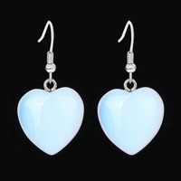 Boucles d'oreilles pendantes en forme de cœur en quartz œil de tigre, pierre naturelle, en acier inoxydable, avec gemme d'amour en cristal, pour femme et fille