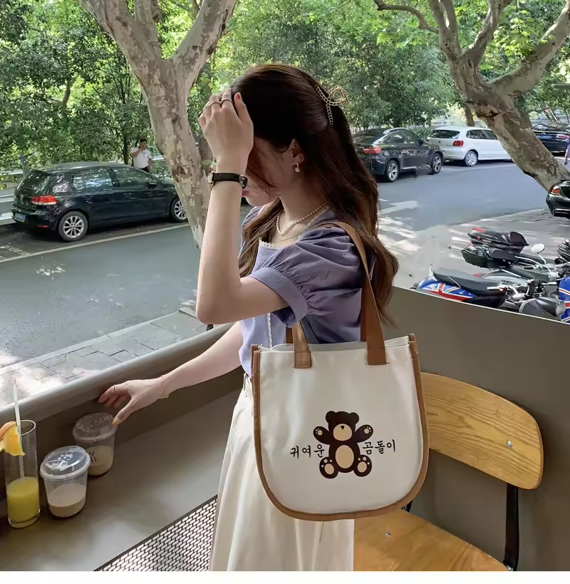 factory cheap price printed pattern canvas tote bag reusable bag cotton black and white canvas tote vest bag