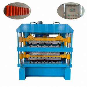 China Teja esmaltada de metal Trapezoidal Teja de techo de alta calidad que hace la máquina formadora de tres capas - Product Image 1