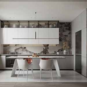 Free Design Modern White <b>Kitchen</b> Cabinets Complete Set with Sink and Table Island Practical <b>Kitchen</b> <b>Furniture</b> - Product Image 1