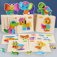 Puzzle 3D en bois pour enfants, apprentissage précoce cognitif, animaux, jeux de puzzle éducatifs, jouets pour enfants en bas âge