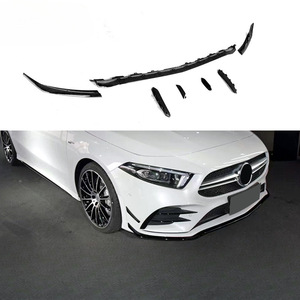 Ailerons noirs brillants en PP pour mercedes-benz classe a W177 A180 A200 <span class=keywords><strong>A35</strong></span> <span class=keywords><strong>A45</strong></span> AMG Sport 2019 évents de lèvre de pare-chocs avant Canards 7 pièces/ensemble - Product Image 2