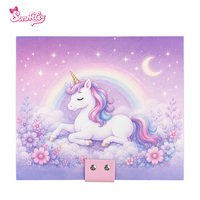 Caja Musical con Candado de Unicornio - Caja Musical Electrónica con Unicornio Giratorio, Hebilla de Cuero PU, Caja del Tesoro para Niños
