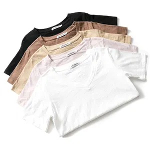 Produsen Kaus Wanita Baru T-shirt Pullover Logo Kustom Longgar Kaus Bahu Jatuh Katun untuk Anak Perempuan