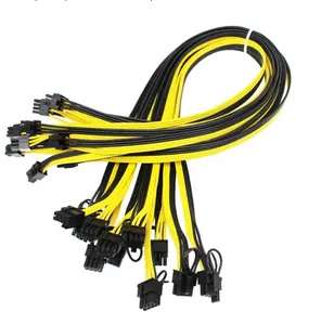 UL1007 PCIE Kabel Daya 60Cm 18AWG 6Pin Male To 6 + 2-Pin Male C-007