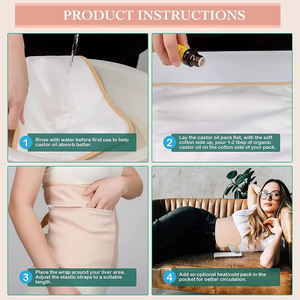 Kit de 6 Compresas Reutilizables de Aceite de Ricino para Estómago, Senos, Cuello y Piernas, de Algodón Orgánico, Ajustables y Comprimidas - Product Image 5