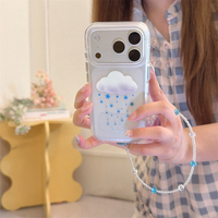 Coque de téléphone mignonne Ins IMD Nuages Étoiles pour iPhone 18 Pro Max 16 15 17 Pro 15 Pro avec chaîne, étui transparent antichoc coréen