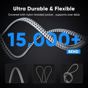 Câble Ethernet 40Gbps 2000MHz CAT8 Cordon réseau tressé en nylon SFTP pour PC TV Routeur Modem <span class=keywords><strong>RJ</strong></span> <span class=keywords><strong>45</strong></span> Accès Internet - Product Image 4