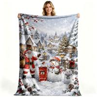 Couverture en microfibre polaire douce et chaude pour Noël, motif Père Noël et bonhomme de neige, impression personnalisée, vente en gros OEM ODM