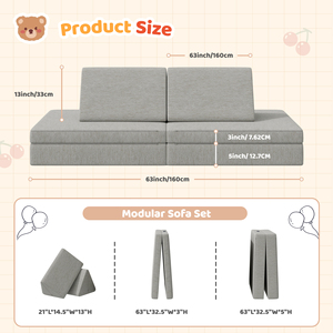 Canapé modulaire carré pour enfants, canapé de jeu pour enfants, housse amovible, coussin de sol en mousse convertible pour appartement, utilisation scolaire - Product Image 6