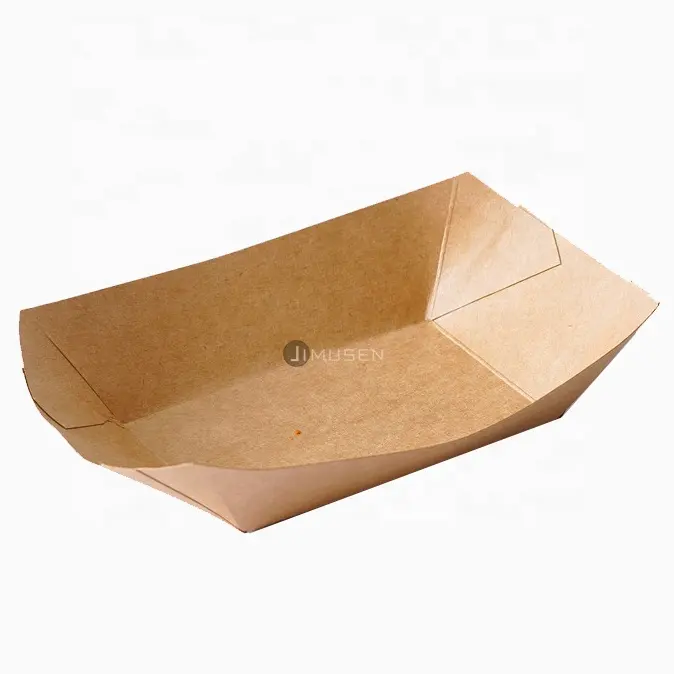 Kraft Food Hot Dog Holder Boat Trays Compostable Kraft Paper Container for Diners, Concession Stands or Camping