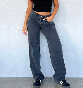 Usine TN <span class=keywords><strong>Jean</strong></span> ample en coton sur mesure pour <span class=keywords><strong>femme</strong></span>, taille basse, jambe large - Product Image 1