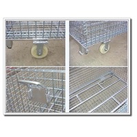 Cage de stockage en treillis métallique robuste HUAWU 1000 kg, conteneur logistique pliable et empilable en acier soudé WC-11