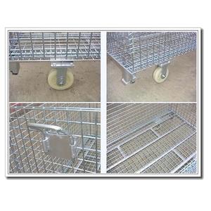 Euro customed Wlded magazzino rivestito in polvere pieghevole impilabile logistica rigida in acciaio in rete metallica gabbie per Pallet di stoccaggio - Product Image 2