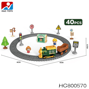 Treno Elettrico Fai-da-Te con 54 Pezzi in ABS, Segnali Stradali Simulati e Scena con Bambole, Gioco Puzzle - Product Image 6