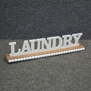 Luckywind New Arrived <strong>Laundry</strong> Table <strong>Sign</strong> Standing Decorations Vintage Wooden Letters Decor With Wood Bead Base for Home - Product Image 3