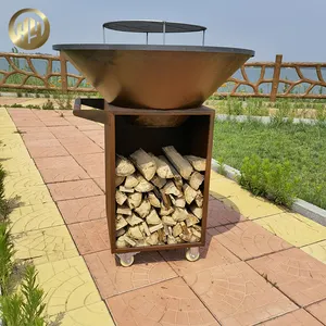 Gemakkelijk Te Verplaatsen Cortenseel Roestige Barbecueplaat Metalen Brandhout Vuurplaats/Bbq Vuurplaats