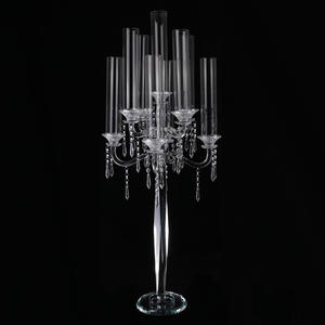 9 ручек прозрачное Хрустальное стекло ураган СВАДЕБНЫЕ КАНДЕЛЯБРЫ с трубчатой MH-Z0246 - Product Image 1