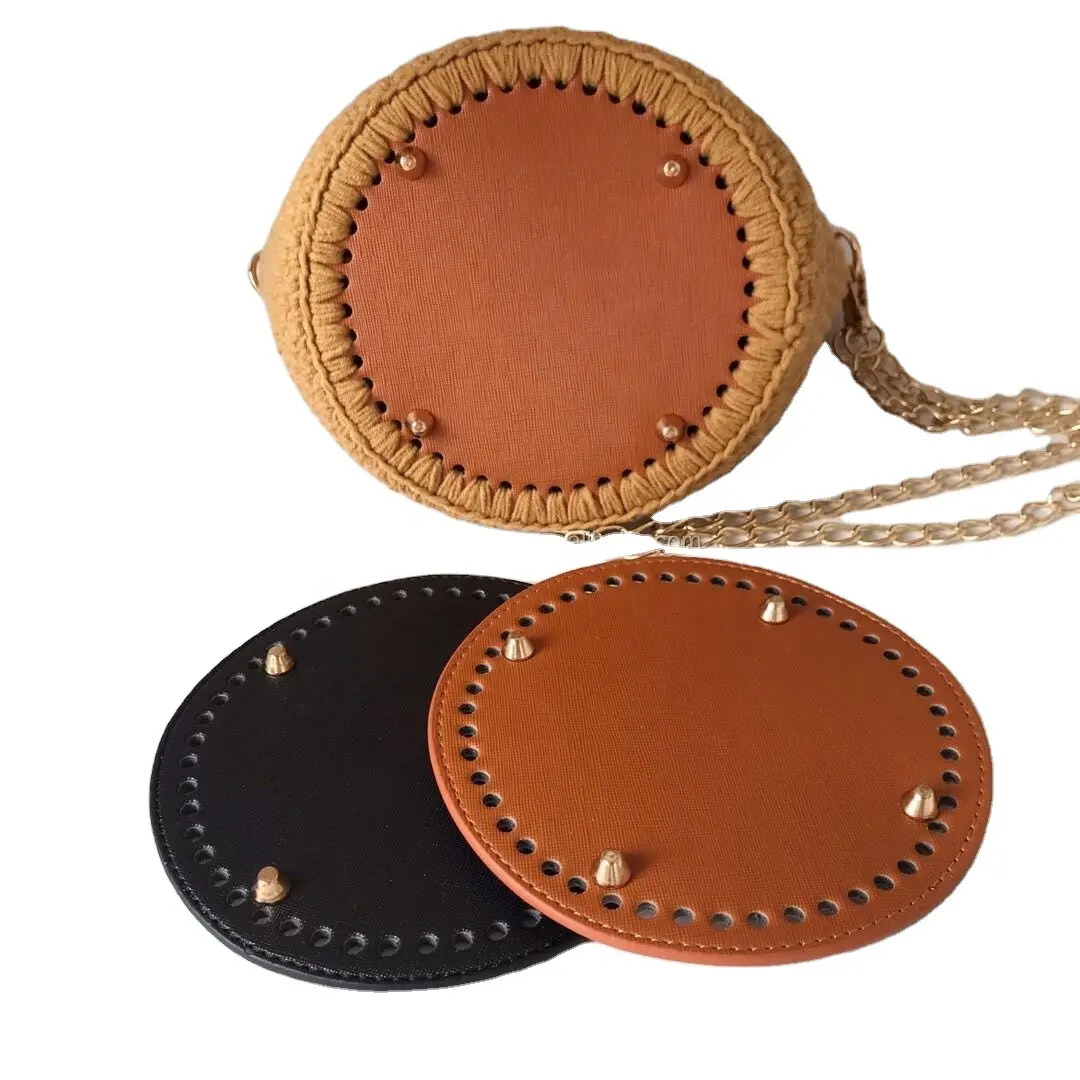 15CM New PU Leather DIY Handbag Round Bottom Plate Accessories Crochet PU Leather Bucket Bag Bottom