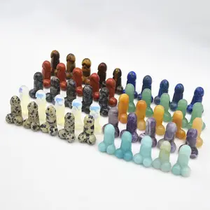 Wholesale Crystal Crafts Natural mix material Massage polished Carving Wand Crystal Dildo decoration