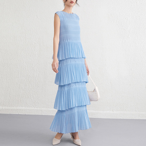 Miyake Đầm không tay xếp li Đầm thường ngày phong cách đi biển Kỳ nghỉ Mới Mùa Hè 2025 cho nữ - Product Image 2