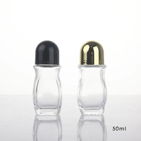 Flacons de parfum à bille transparents personnalisables de 30 ml et 50 ml avec bouchon en caoutchouc, sérigraphie, logo personnalisé, bouchon à vis en plastique, MOQ