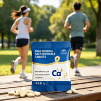 Comprimés à croquer de calcium laitier OEM en gros, bonbons pour la santé osseuse, dextrine résistante, vitamine C, minéraux laitiers, ODM, marque privée