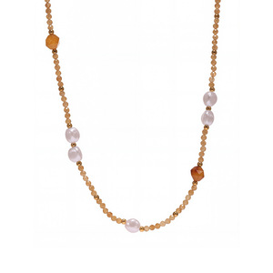 Collana retrò con ruota panoramica in pietra naturale, con perle imitazione occhio di gatto e conchiglia, una catena a clavicola di nicchia - Product Image 5