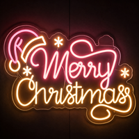 Enseigne néon personnalisée Joyeux Noël, lumière LED néon Chapeau de Père Noël Flocon de neige pour Bar, Café, Magasin, Maison, Décoration Murale de Noël