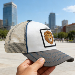 Gorra Trucker de Lona de 5 Paneles con Bordado de León Vintage, Malla Trasera, Ligera, Transpirable, Ajustable, Estilo Hip Hop, para Ciclismo y Pesca - Product Image 5