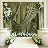 ANNIELU Rideaux extensibles légers en spandex vert, blanc et ivoire pour plafond, décoration de toile de fond pour mariages, événements et fêtes